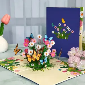 3D Pop-Up Interactive Greeting Card with Envelope, Butterfly Flower Design, Custom Message Card, Ideal for Friends/family/mom/dad/birthday/wedding/celebrations
