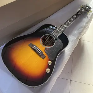 New  Gibson J160  Acoustic Electric Guitar Solid Spruce Top Bone Nut Saddle In Sunburst