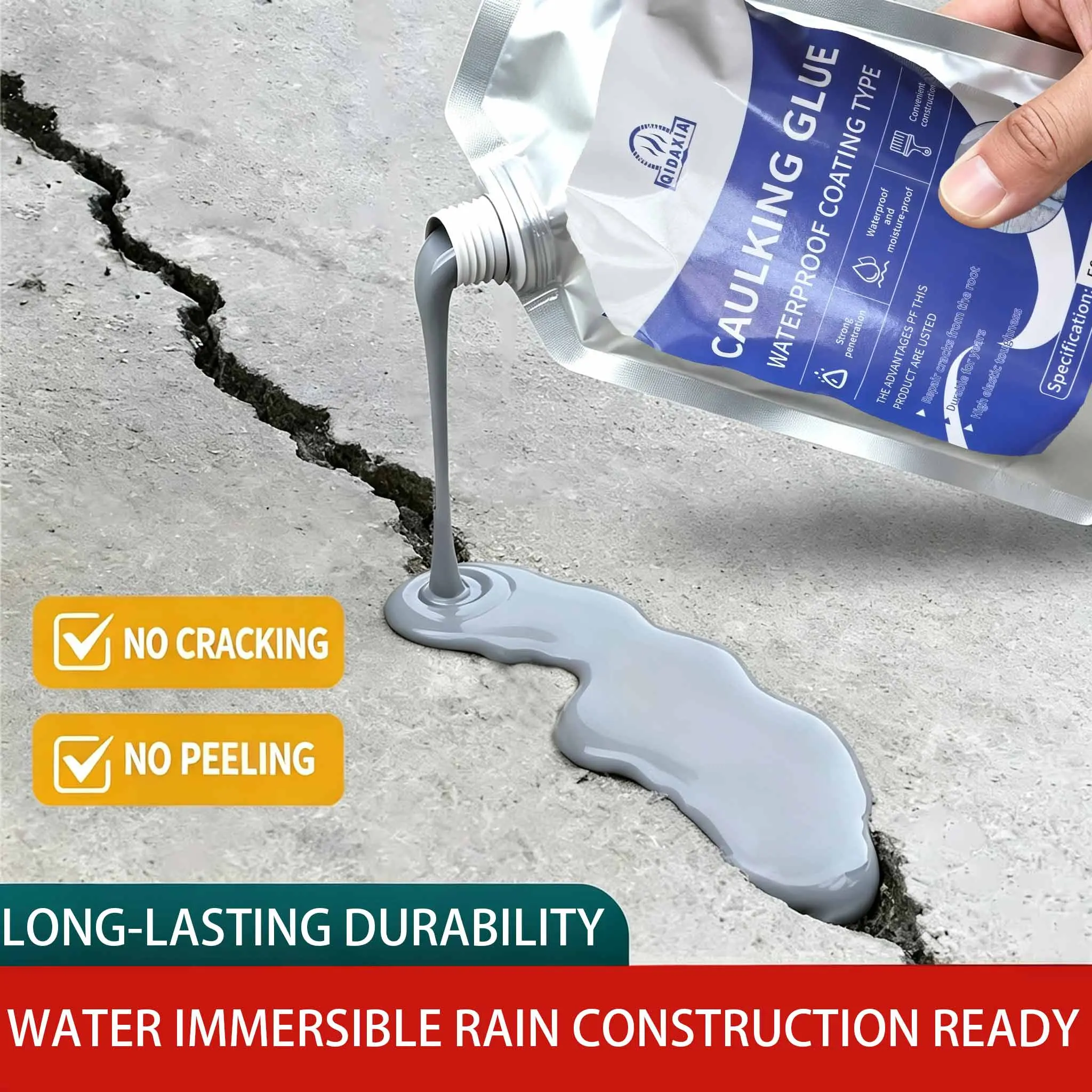 Self Leveling Crack Filler, Waterproof Concrete Crack Sealer, Driveway Patio Roof Wall Gap Repair Sealant,riveway crack repair DIY, roof leak fix, waterproof crack filler, self leveling sealant, concrete repair hack,