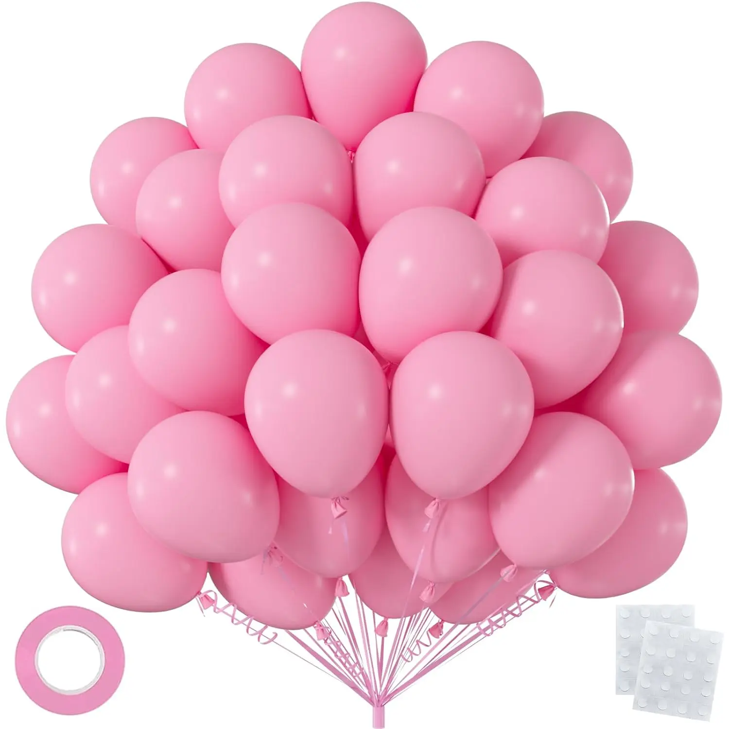 Pink Balloon Bouquet - 100 Pieces, Includes Tape and Stickers, Perfect for Party Decorations, Soft and Safe, Ideal for Celebrations