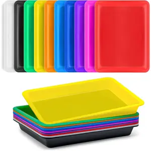 10 Pack Colorful Plastic Art Trays Multicolor Activity Trays for DIY Crafts Projects Beads Painting Jewelry Serving