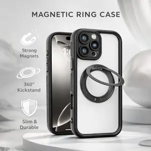 MagSafe Magnetic Ring Case for iPhone – Slim Shockproof Clear Case with 360° Stand