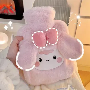 Kawaii Hot Water Bottle For Period 1000ml Cute Plush Rubber Hand And Foot Belly Warmer Explosion-proof Hot Water Bag For Women