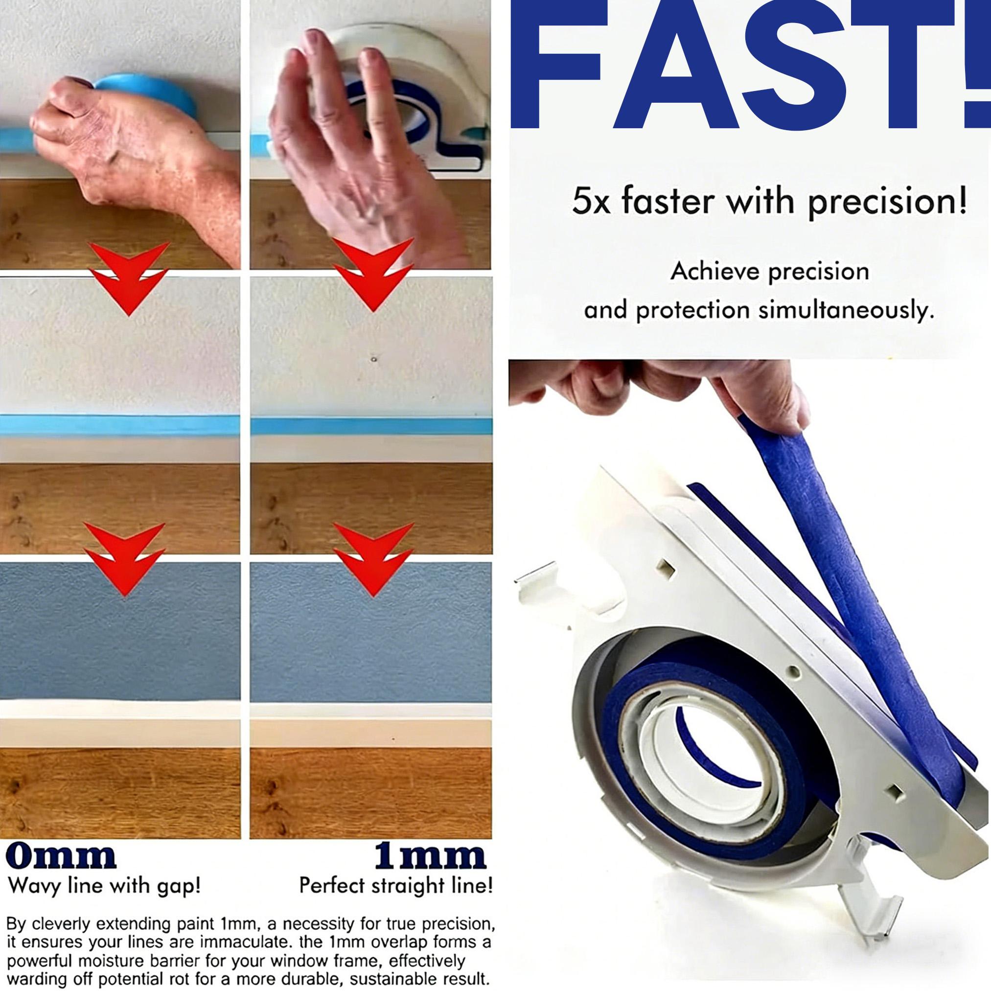 Masking Tape applicator works for 1 inch 2.5cm tapes a Professional Masking Tape Dispenser with a Scraper, Featuring 1mm spacing, Suitable for Decorative moldings, Walls, Caulking baseboards, and Floor finishes.