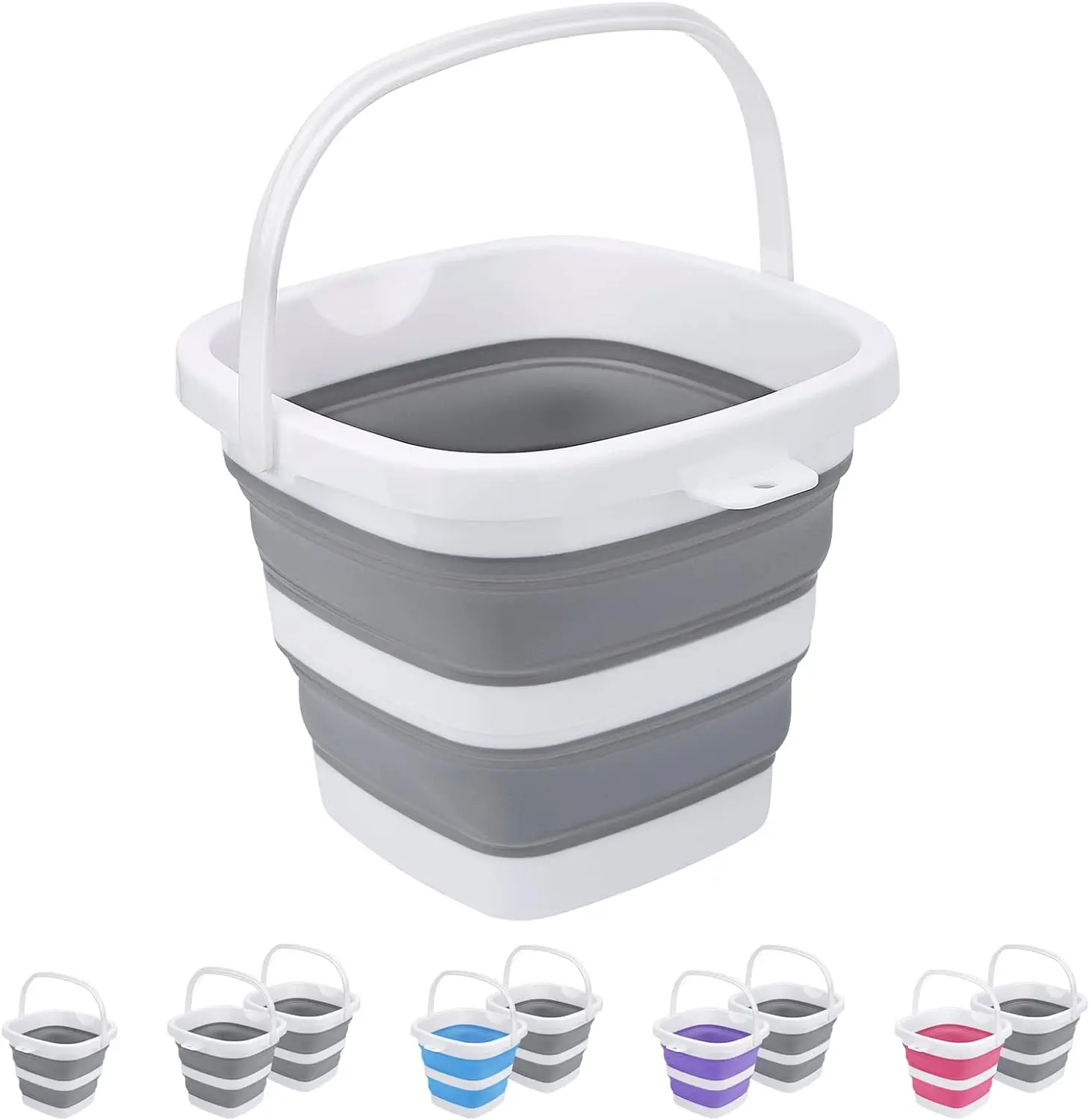 Collapsible Bucket, 5L 1.3Gallon Small Cleaning Mop Buckets for Household Outdoor Car Washing Tub Plastic Foldable Portable Camping Beach Sand Water Pot Pail Space Saving Square