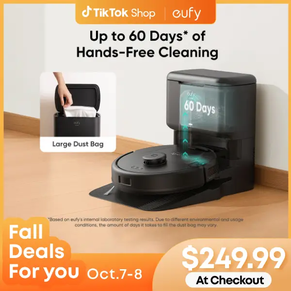 eufy L60 Robot Vacuum with Self Empty Station, Hair Detangling Technology, Up to 60 Days Hands Free Cleaning, 5,000 Pa Suction, Remove Hair, Dust