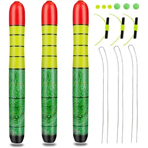 Fishing Floats, Weighted Catfish Pole Floats, High Visibility Wood Pole Fishing Float for Catfish Pike 7IN 10IN 12IN, 3PCS