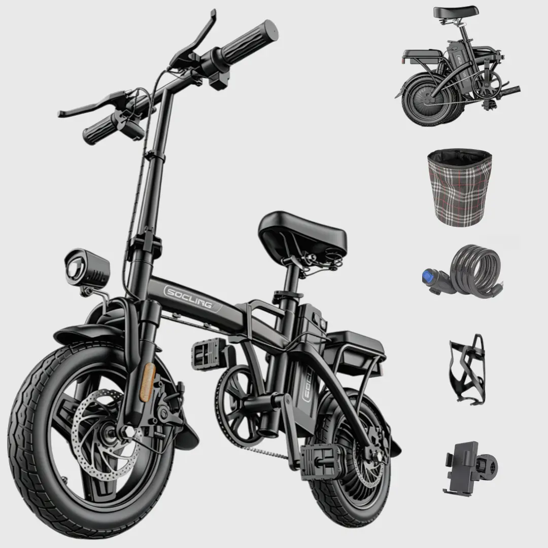 Adults' Foldable Electric Bike - 1000W Peak Power Compact Commuter Ebikes, 35-50km Range, 3 Riding Modes, Portable for Commute & City Streets long-lasting battery e-bike Seat Dual, Commute35-50 (Km), Compact Body Folding tire tiktokshopbacktoschool