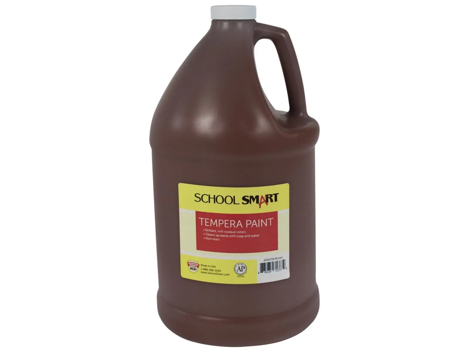School Smart 2002726 1 gal Tempera Paint, Brown, Certified AP Non-Toxic, Smooth Flowing, Therapeutic, Dried Paint Won’t Chip
