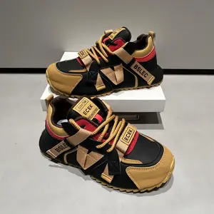 Men'sBreathableLow-topSneakers-FashionCasualShoes,ThickCushionedPVCSole,BlackandGoldAccents,Lace-upDesign,SuitableforOutdoorRunning,DailyWear,andAll-SeasonComfort,DailyWearShoes|FashionLow-TopShoes|PULeatherSneakers