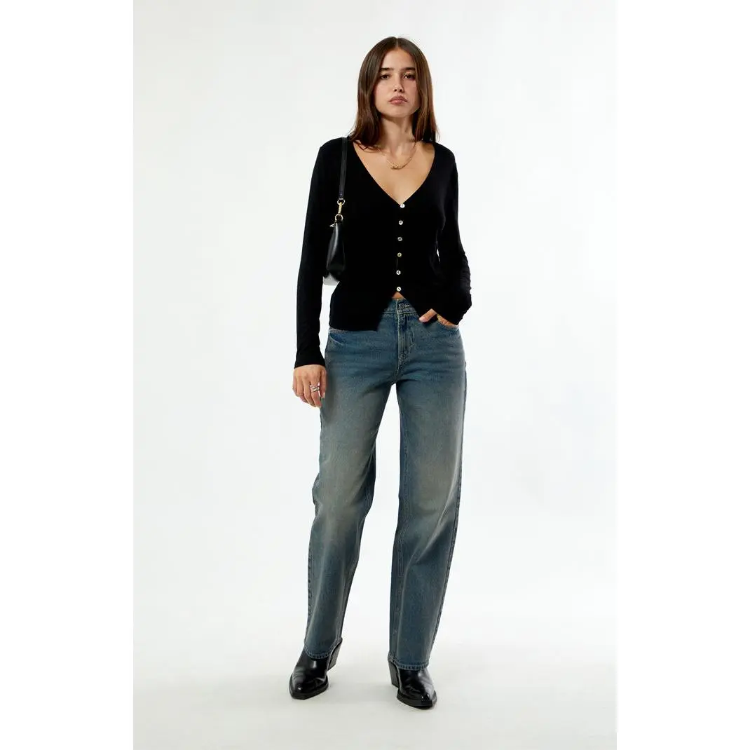 Pacsun Women's Jordyn Low Rise Straight Leg Jeans Dark Blue Pacsun Women's Jordyn Low Rise Straight Leg Jeans Dark Blue