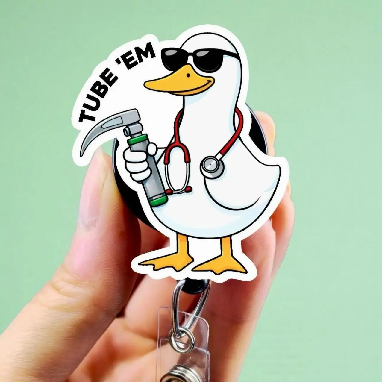 Respiratory Therapist Badge Reel - Intubation Anesthesia Lung Retractable ID Holder CRNA ICU Gift 70T