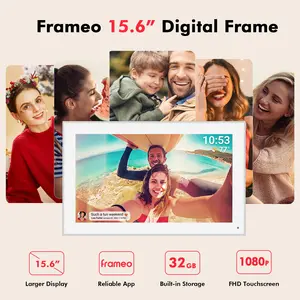 15.6" Frameo Digital Picture Frame WiFi, 1920x1080 IPS FHD Touch Screen Large Electronic Photo Frames, Send Photos from Your Phone from Anywhere, Best Gifts for Parents and Grandparents