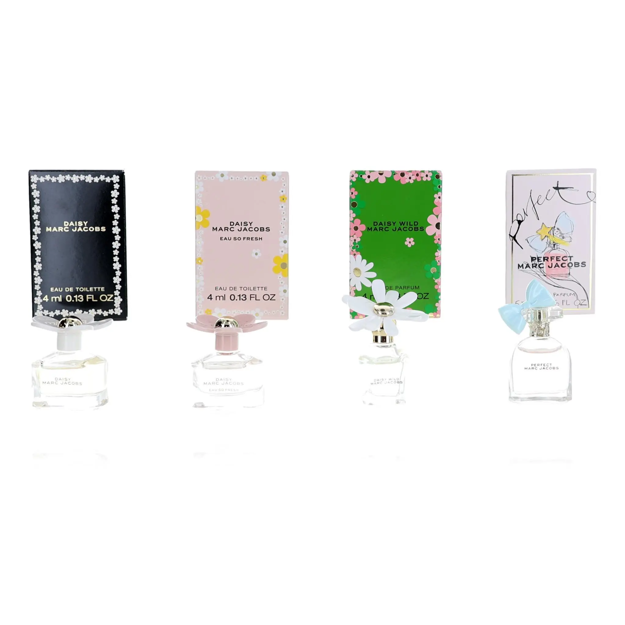Marc Jacobs Mini Gift Set: 1x5ML EDP + 2x4ML EDT Individually Boxed Women Mini Perfume Long Lasting Sweet Floral Fruity Fresh Travel Size Classic Luxury Fragrance For Her