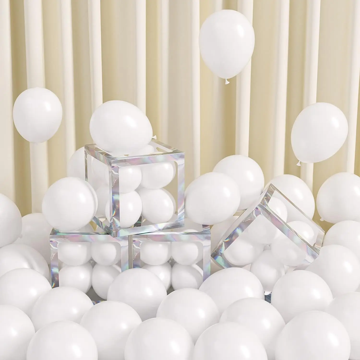 120 count 5 inch White Balloons, Small White Latex Party Balloons Helium Quality for Birthday Graduation  Shower Wedding Bridal Bachelorette Party Decorations