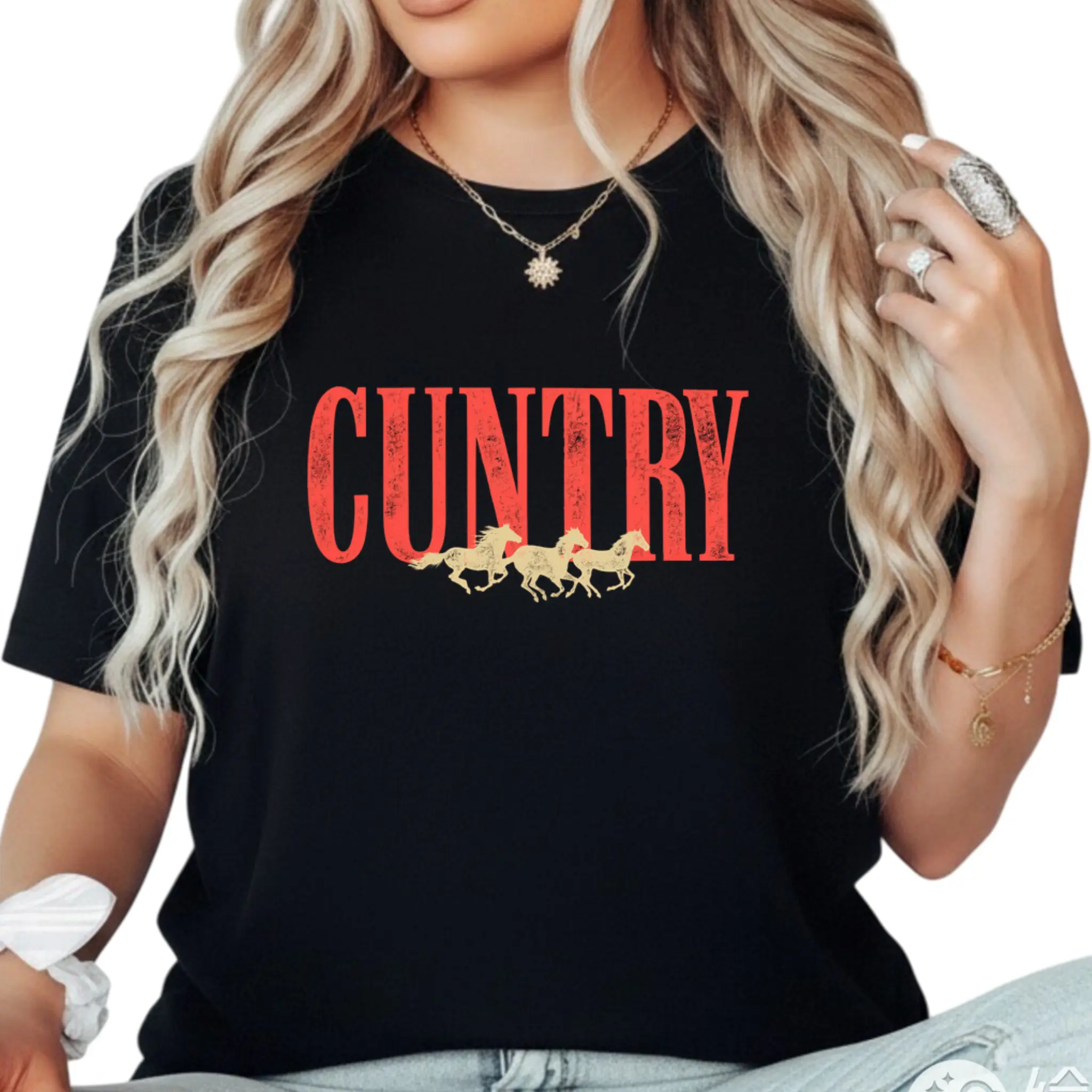 Vintage Cuntry Shirt, Retro Funny Country T-shirt, Cowgirl Rodeo Graphic Tee, Country Concert Clothing Cotton Fashion
