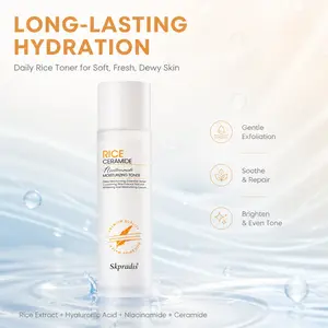 Skpradis Rice Moisturizing toner for long-lasting hydration, containing rice extract, niacinamide, and hyaluronic acid; a daily toner that leaves skin smoother.