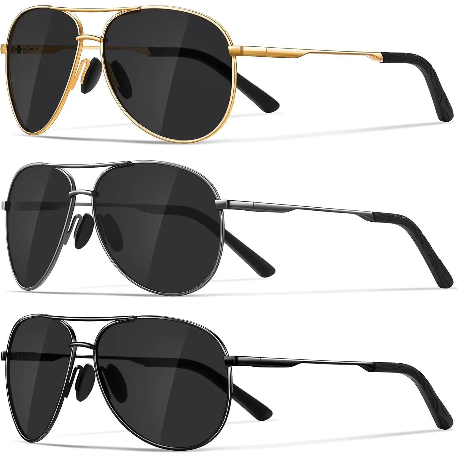 Classic Aviator Sunglasses for Men and Women, Polarized Metal Frame with Spring Hinges, UV400 Protection Eyewear for Driving & Fishing, Aviator Eyewear, Sunglasses Frames