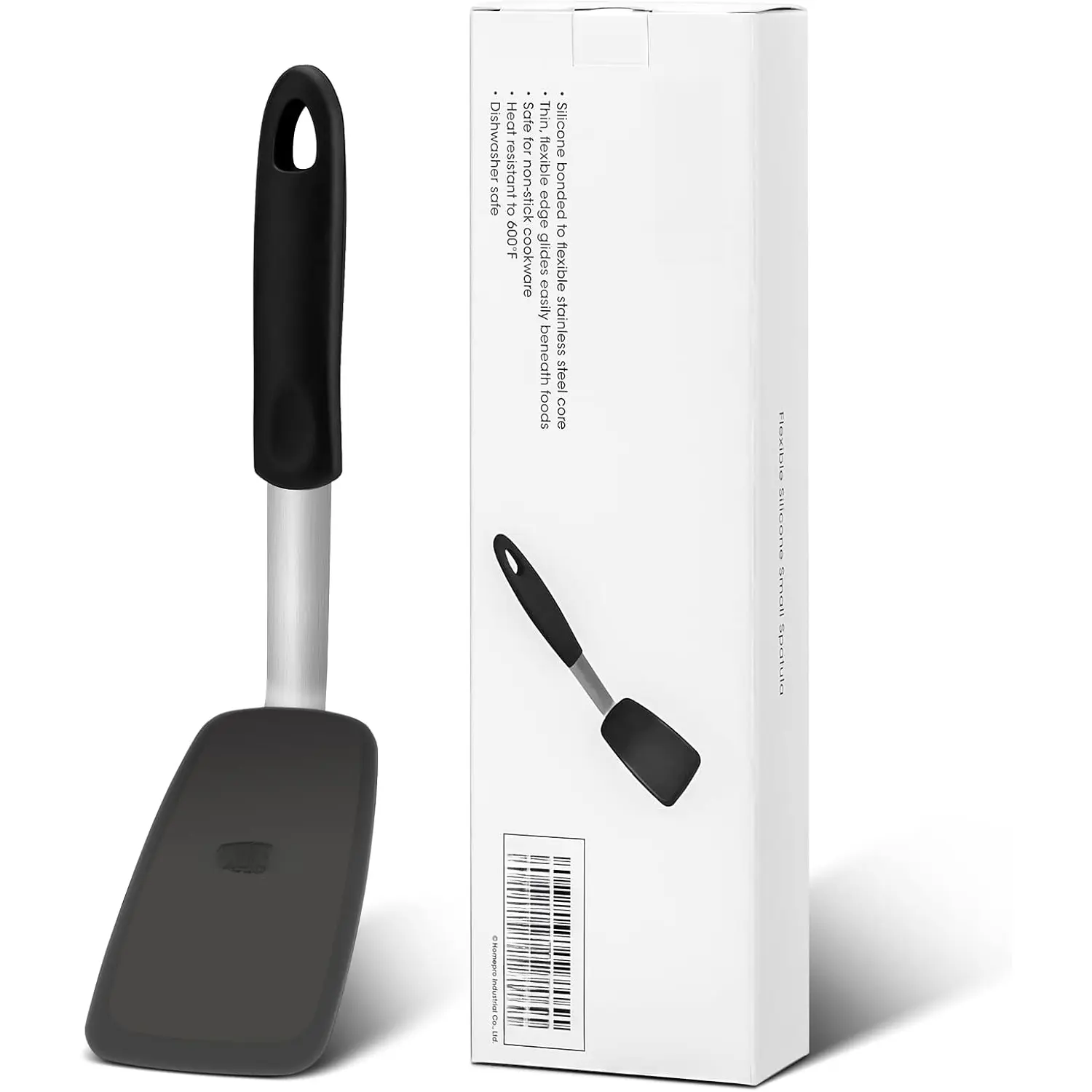 Flexible Silicone Spatula, Turner, 600F Heat Resistant, Ideal for Flipping Eggs, Burgers, Crepes and More, Small