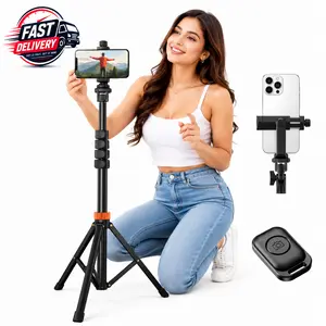 All-in-One Phone Recording Tripod – Height Adjustable Stand with Remote Shutter for iPhone, Android & Smartphones