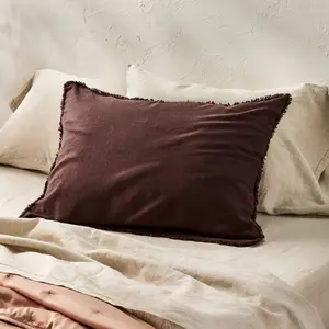 Standard Heavyweight Linen Blend Comforter Sham Dark Fig - Casaluna