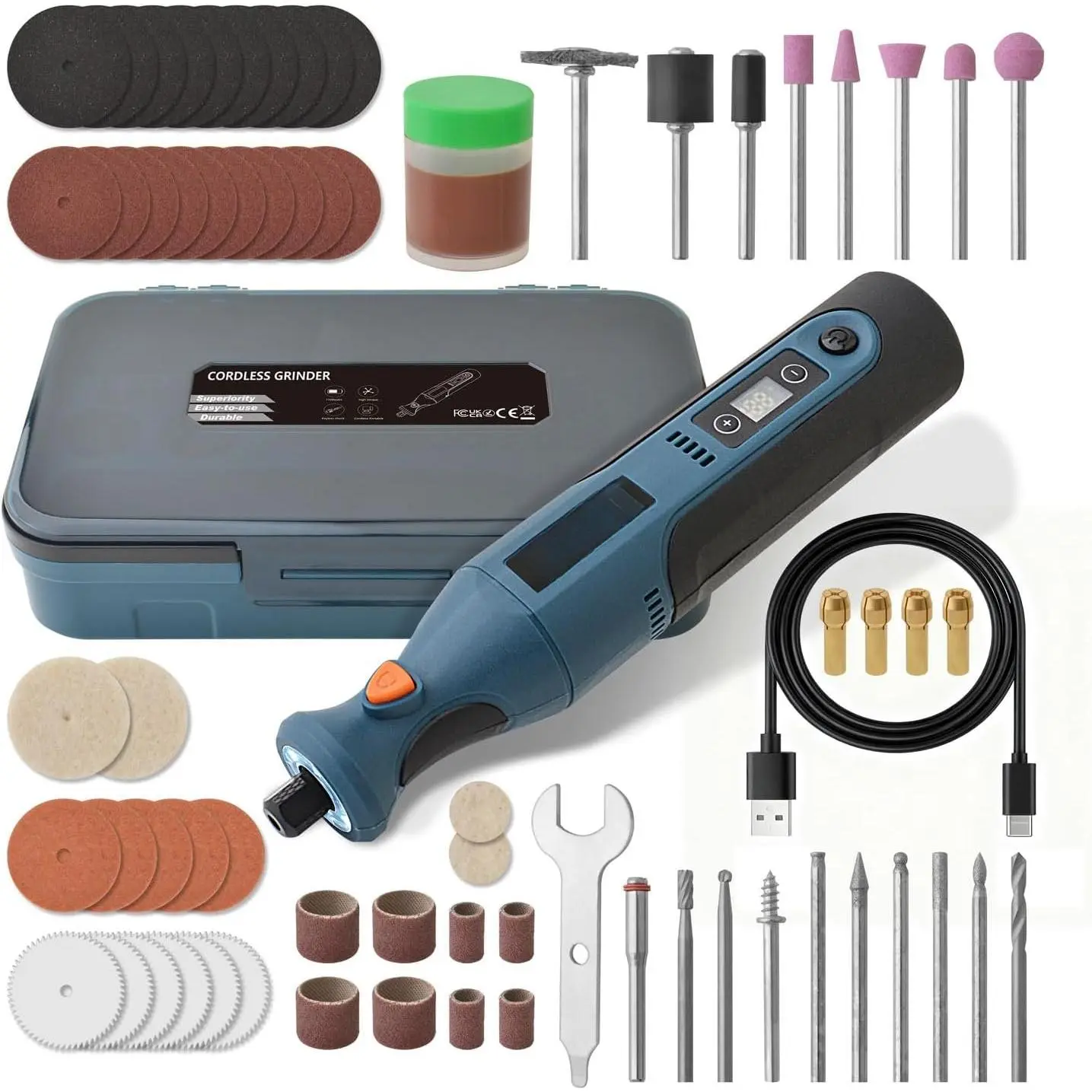 Cordless Rotary Tool Kit,12 Speeds, 25000 PRM, Cordless Rotary Tool 66 count Accessories Ring Light for Carving, , Drilling, Engraving, Sanding, Polishing and DIY Creations