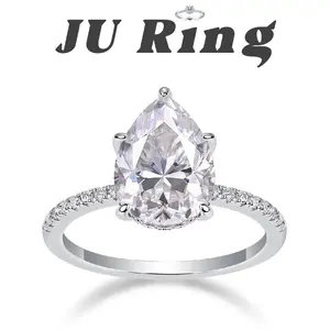 #10 B5  (Pear-shaped) 5 ct 925 Sterling Silver Lab-Grown Moissanite Main Ring Gifts for Women Gifts Stacks