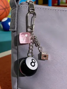 Fashion Creative Billiard Pool Keychain Table Ball Key Ring Lucky Black No.8 Key Chain Jewelry Gift，Punk Cool Ornament Accessories