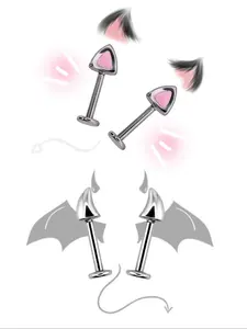 Cool Demon Cartilage Studs, Cute Cat Ear Earrings, Devil Ear Earrings, Pierced Jewelry, Earrings For Pierced Ears, Hypoallergenic Stainless Steel Material, All Seasons Accessory