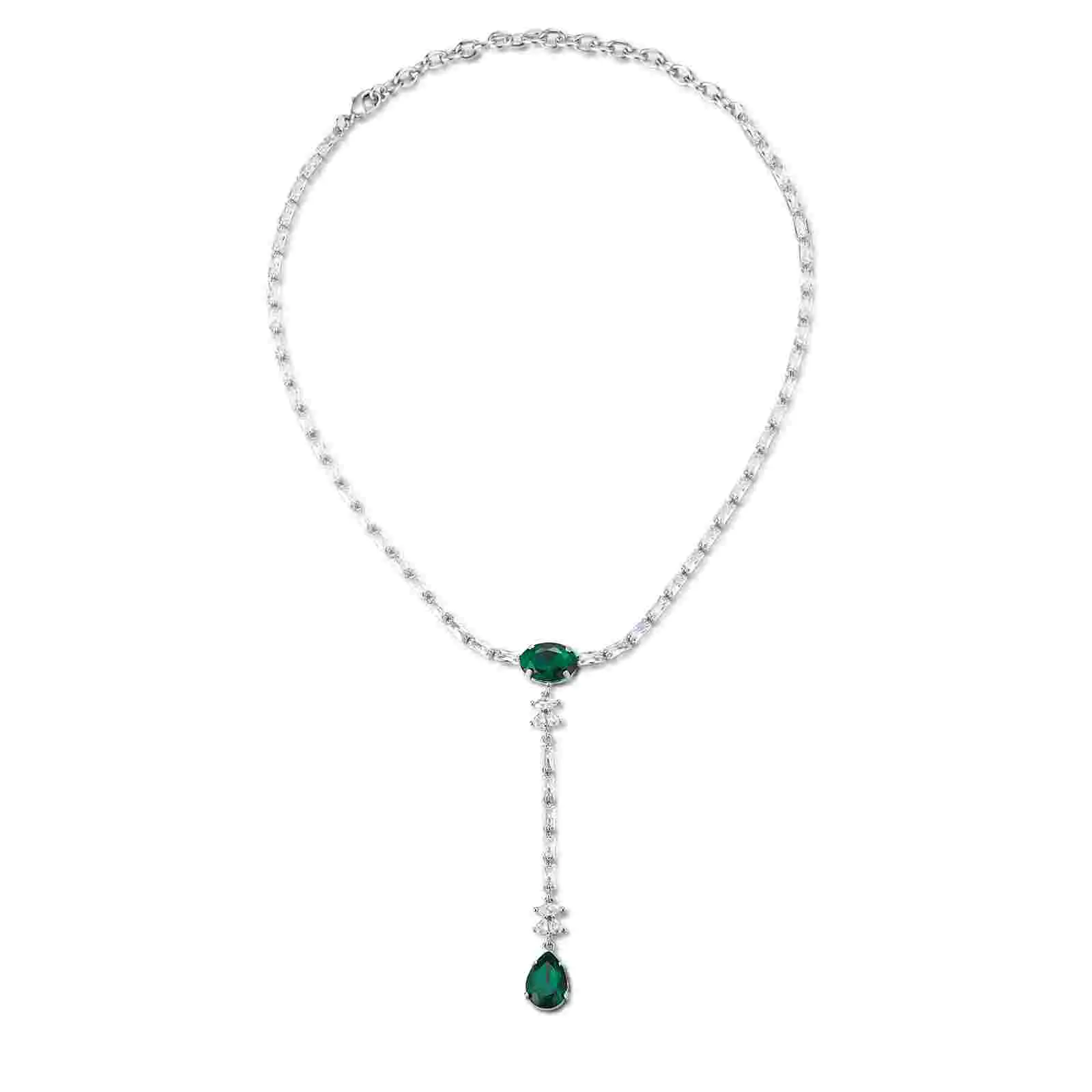 Mytys Ideal Gift Elegant Choker Necklace - Deep Green Emerald Tassel Pendant, Perfect Jewelry for Her, Special Occasions, Women’s Accessory