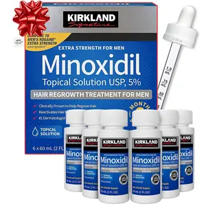 Kirkland Signature Minoxidil 5% Topical Solution for Men - 6 Month Supply (6 x 2 Fl Oz), Hair Regrowth Treatment with Dropper