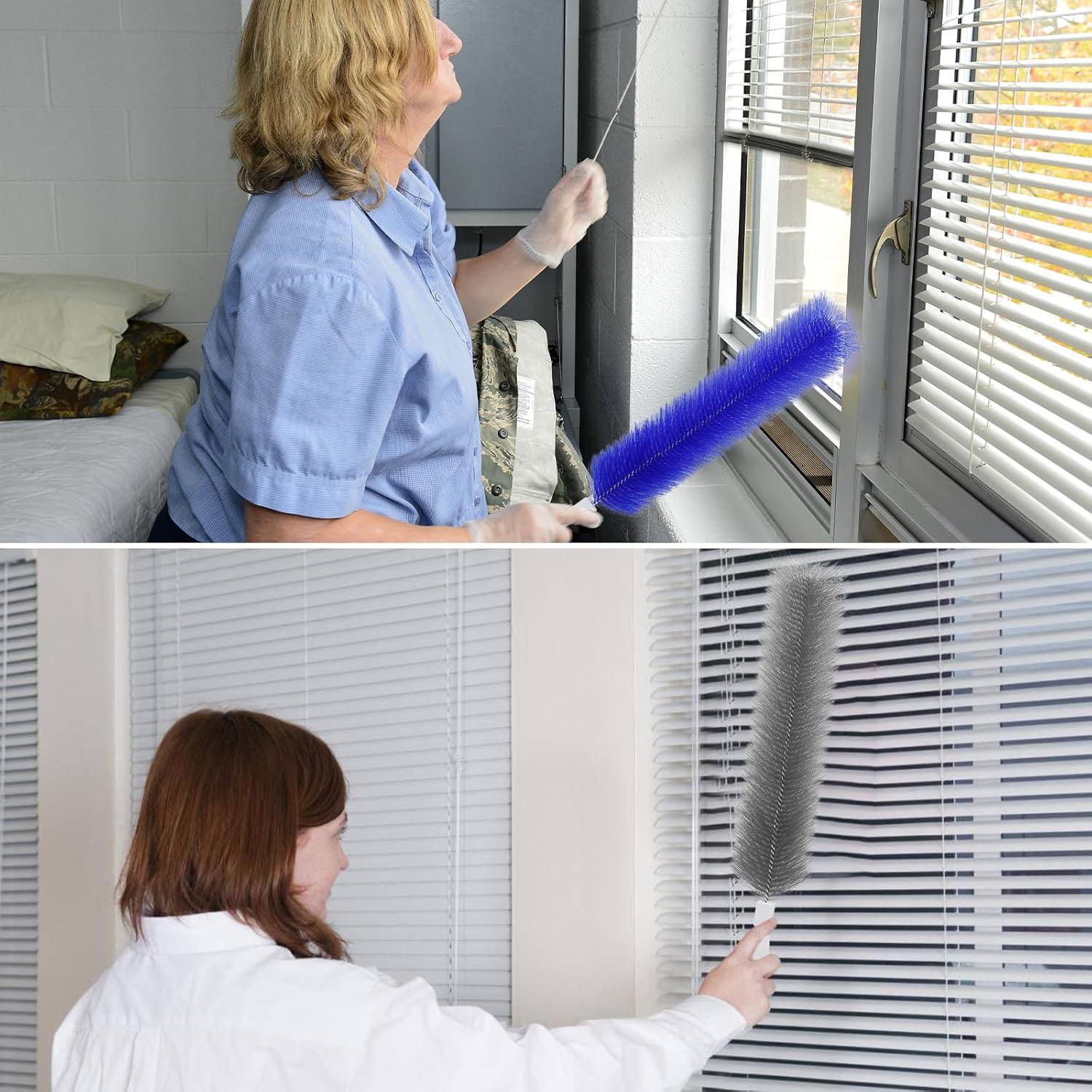 Cobweb Duster, Bendable Fan Duster, Plastic Fan Cleaning Brush, Microfiber Head Duster, Reusable Duster for Air Conditioner Blinds, Ceiling Fan Blades, Vents, Curtains, Car