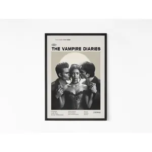 The Vampire Diaries Poster,Nina Dobrev, Paul Wesley, Ian Somerhalder, Vintage tv show poster, Minimalist Art, Retro Poster, Vintage Poster.