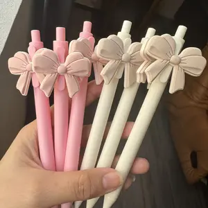 6/12pcs Bow Series Ballpoint Pens, Ideal for School, Office, Diaries, Gifts, Back-To-School Season, Butterfly Sticker Pens