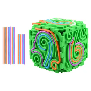 Sensory Activity Board, Six-Sided Silicone Sensory Fidget Toy with 20 Strings for Autism, Stress Relief, Calming, Focus & ADHD,Great for 3+ Year Old, Stuffers Gifts for Teen Girl