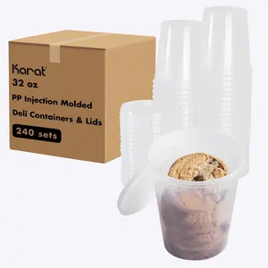 Karat 32 Oz Recyclable Polypropylene Deli Containers w/ Lids (Pack of 240)