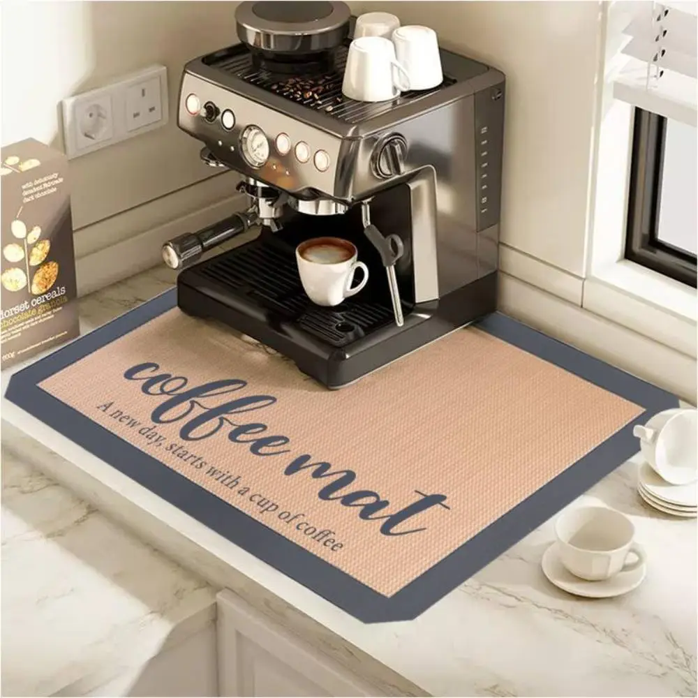 Silicone Letter Pattern Square Coffee Machine Pad, Countertop Dish Drying Mat, Coffee Maker Mat, Desktop Heat Insulation Mat, Home Kitchen Table Decor
