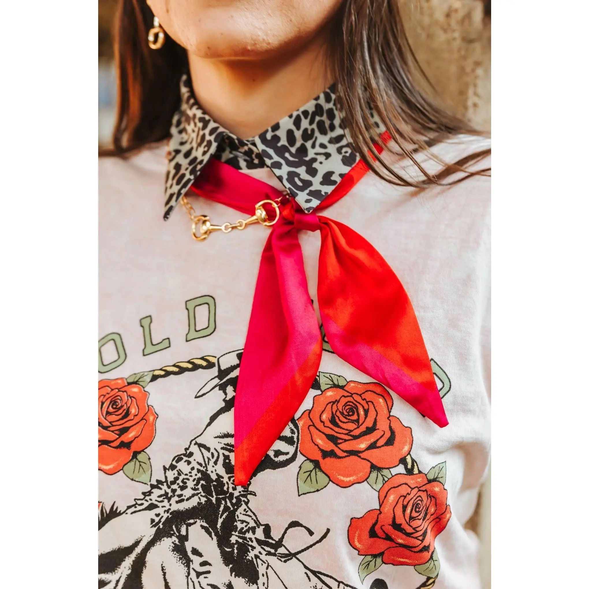 Pink And Red Twilly Scarf