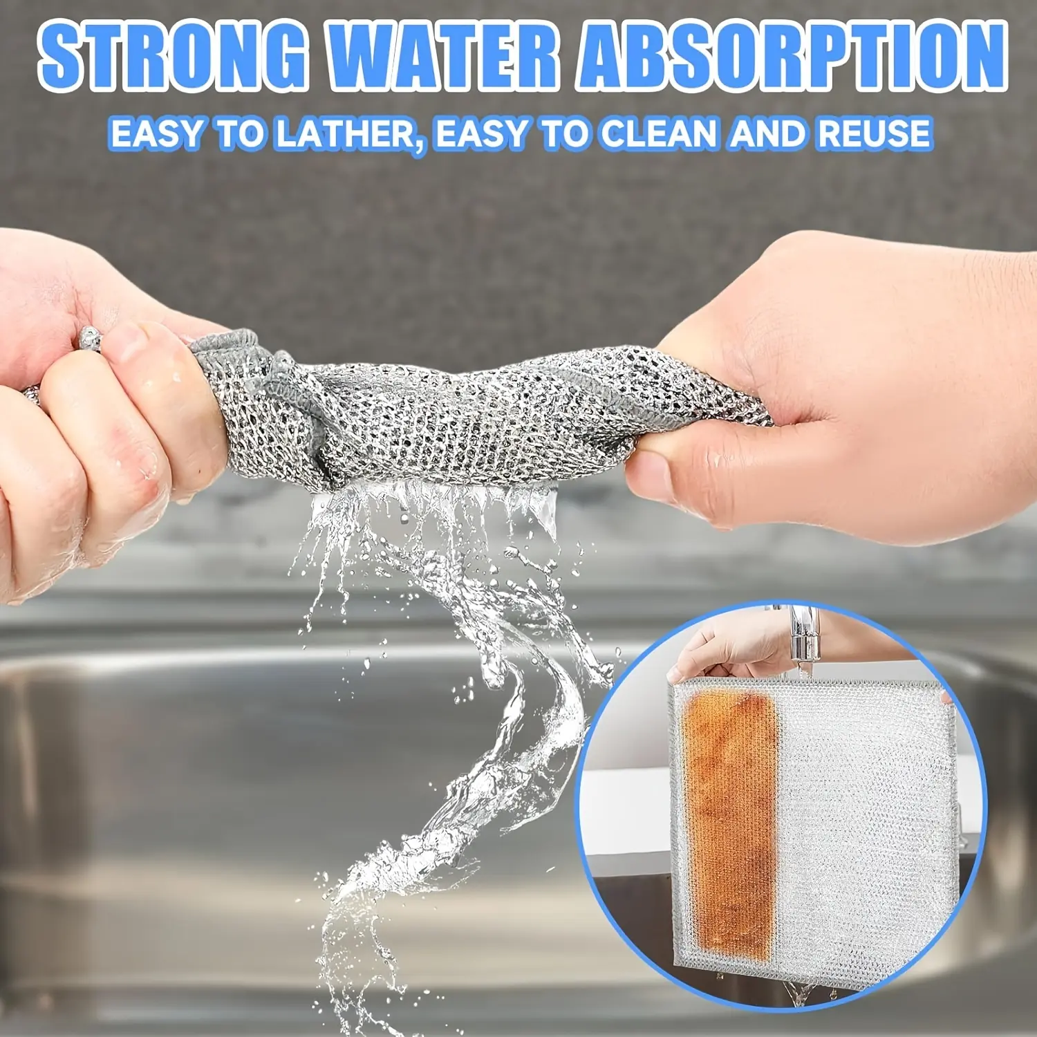 30pcs Double Layer Wire Washing Cloth, Multipurpose Non Scratch Wire Dishcloth, Wire Miracle Cleaning Pads, Reusable Wire Dishwashing Rags For Wet And Dry Dish For Kitchen, Sinks, Pots, Pans (30pcs)