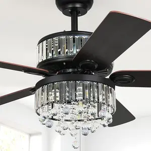 Yitahome Chandelier Ceiling Fan with Remote, 52 Inch Fandelier Fan Light, Indoor Fan Ceiling with 3 Speed, Silent Reversible Motor, Dual-Sided 5 Blades, Timer, Balance Kit - Black
