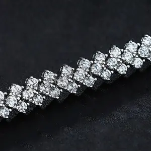 Moissanite Tennis Bracelet, Suitable for Women And Men, S925 Pure Silvery, All Moissanite Bracelet, Exquisite Jewelry, Suitable for Women And, Wedding Gift for Female Couples, Holiday Birthday Gift for Male Fathers And Mothers