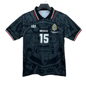 1998 World Cup Mexico Classic Retro HERNANDEZ #15 Fan Edition Third Away Kit Black Short Sleeve Soccer Jersey