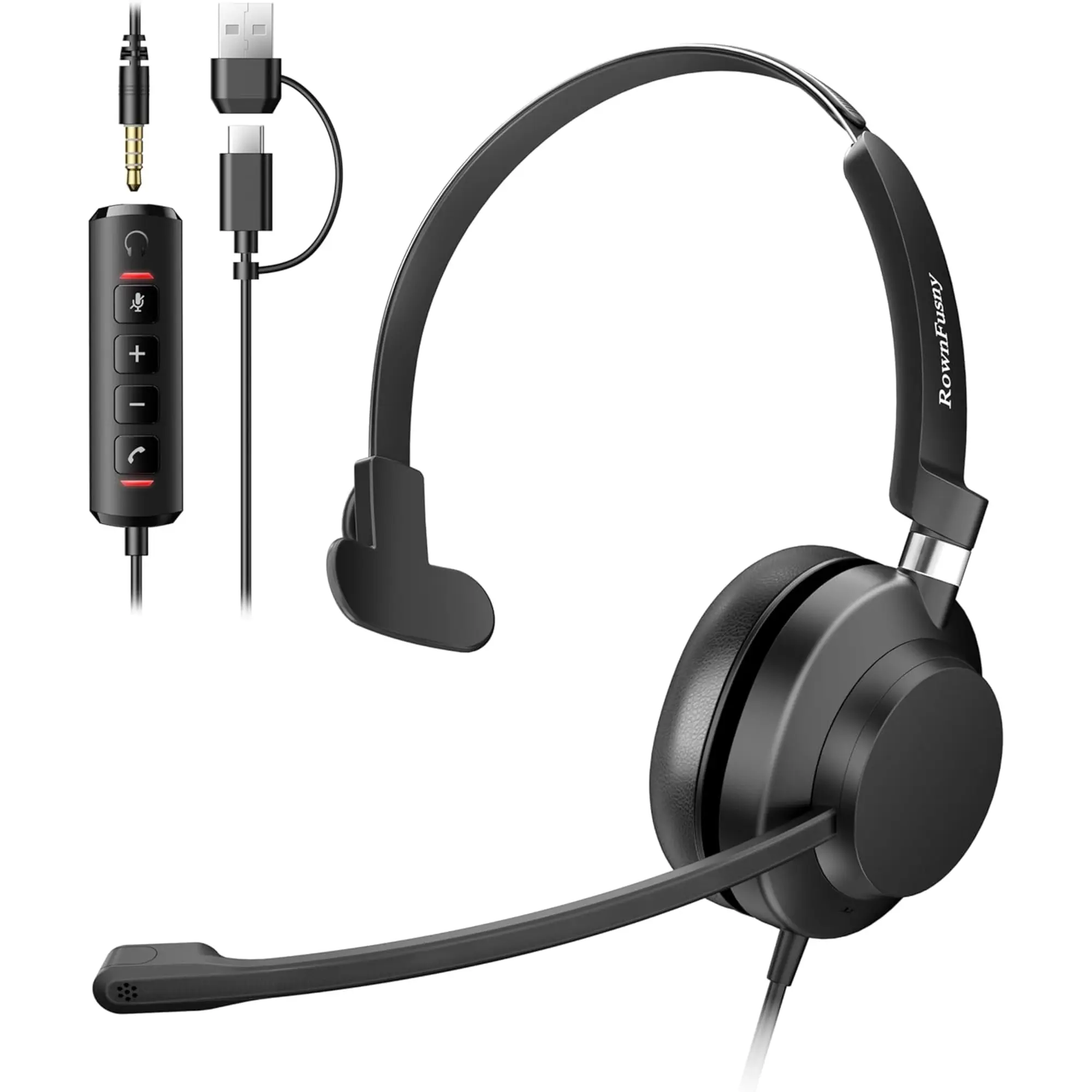 Rownfusny R01S USB Wired Headset With Mic & Volume Control