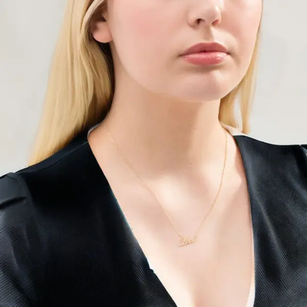Love Chain Necklace 15 +2 inches 14kGold-Plated - Beautiful Way to Say I Love You