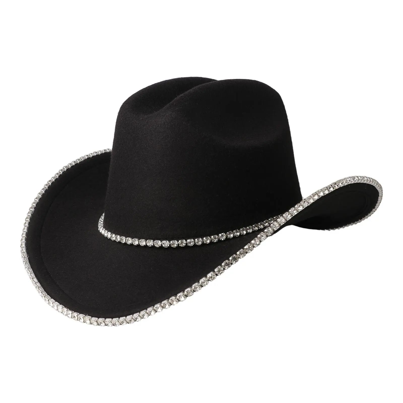 OIDEA Women's Sparkly Cowboy Hat with Rhinestone Trim - Feminine Western Style with a Wide Rolled Brim, Adjustable Sun Hat for Parties & Daily Outfits, Accessories For Women, Hats For Women
