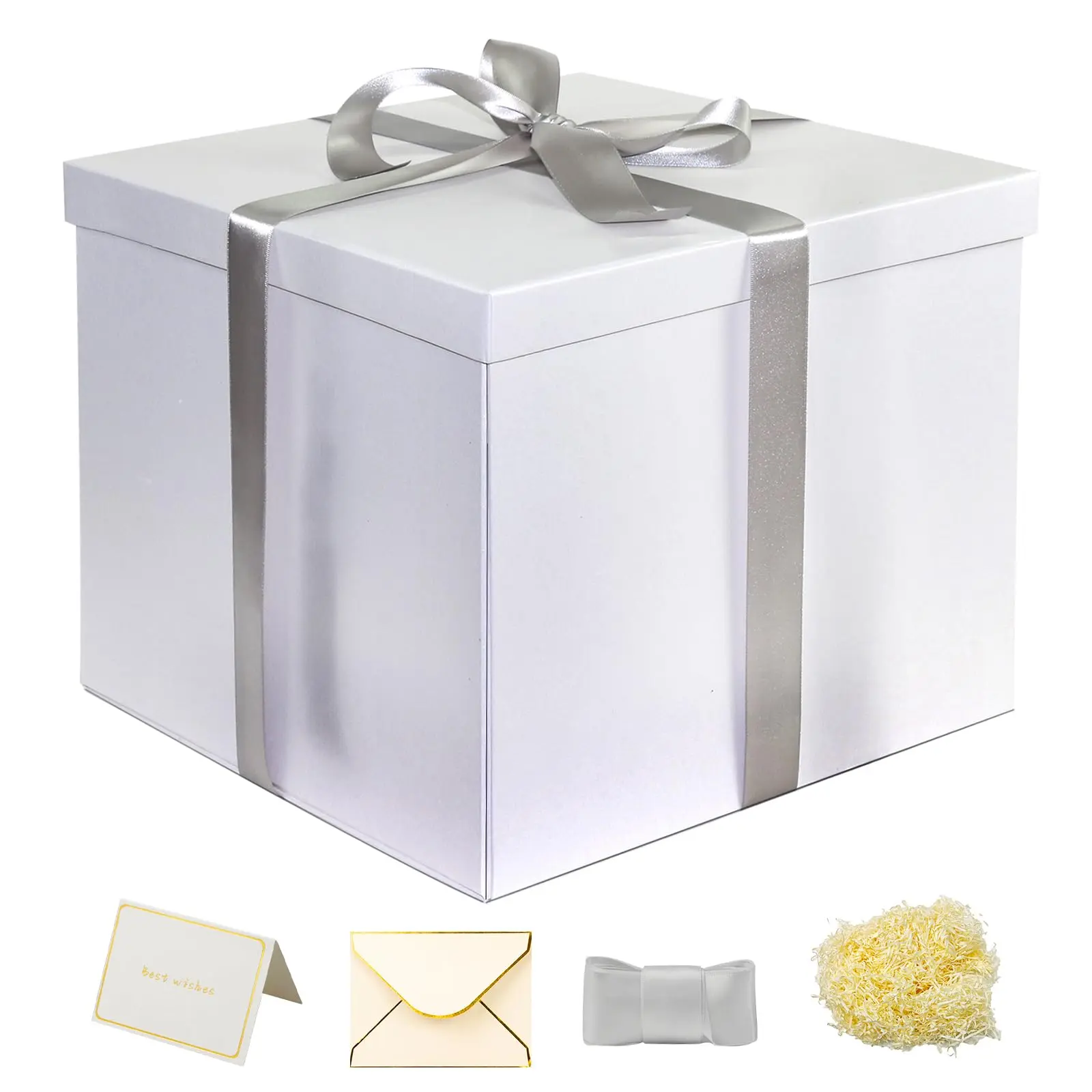 Large Gift Box 12x12x10 Inches White Boxes For Presents Birthday Packaging Valentine's Day Mother's Christmas Anniversaries.