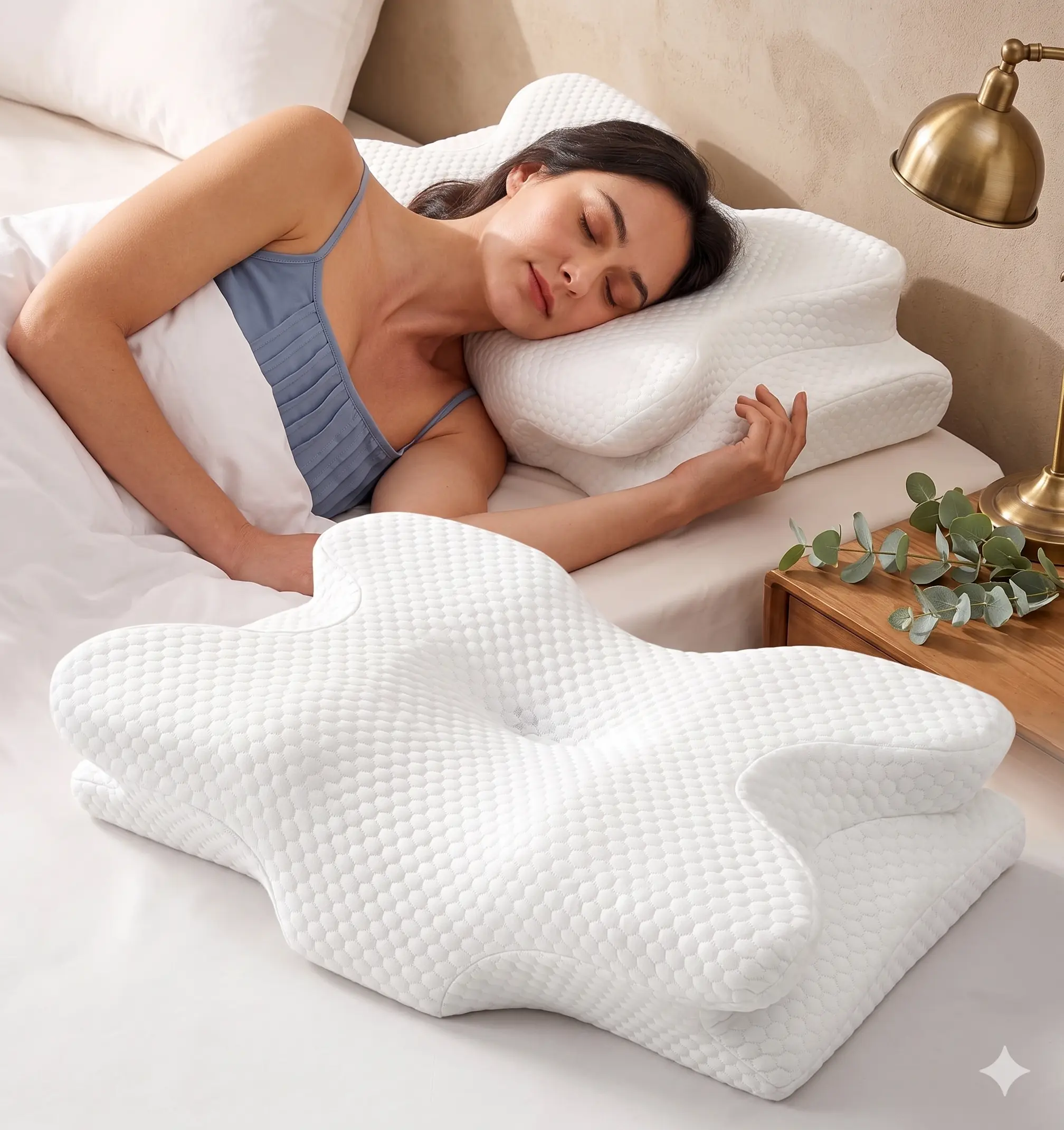 Clinical-Level Relief Cervical Neck Pillow for Sleeping, Orthopedic Contour Memory Foam Pillow for Side Sleepers, Cooling Reading Pillow for Neck Relief, Ergonomic for Back Stomach Sleepers