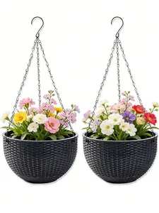 2pcs/1pc Hanging Planter For Pothos, Sturdy Load-Bearing, Space-Saving, Drainage Hole, Woven Hanging Flower Pot, Suitable For Orchids/Succulents/Herbs, Easy To Hang On Balcony, Living Room, Window Sill, Home Office, Garden, Fits Various Hanging Systems