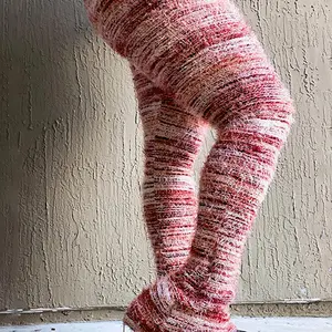 Women's Minimalist Striped Print Flare Leg Fuzzy Sweater Pants, Casual Wear, Fashion Street Style Comfort Knit Bell Bottom Trousers, Women's Basic Knitwear, Pants for Women, Clothes Women, Fall Outfits Christmas