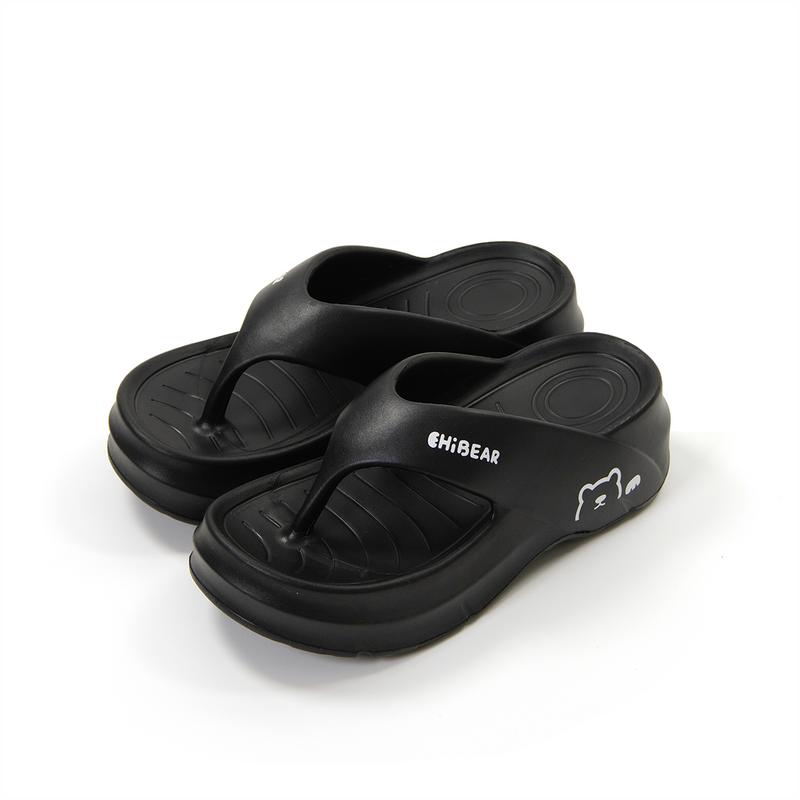 GRIP&GO Cartoon Toe Accent Women's Flip Flops - EVA Thong, Height-Increasing Open Toe, Non-Slip Breathable Trendy Sandals, Flip Flop Slides for Beach & Home Use